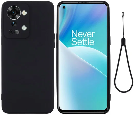 OnePlus Nord 2T Hoesje Siliconen Back Cover Zwart afbeelding 2