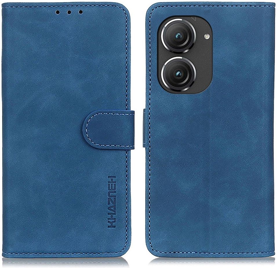 KHAZNEH Asus Zenfone 9 Hoesje Retro Wallet Book Case Blauw afbeelding 2