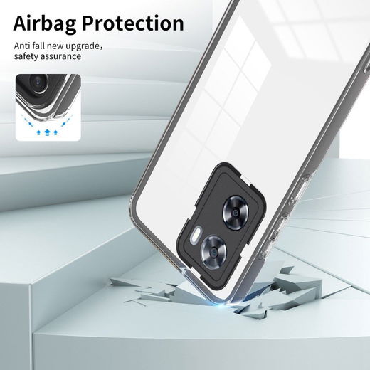 Oppo A57/A57s/A77 Hoesje Schokbestendig Back Cover Transparant Zwart afbeelding 2