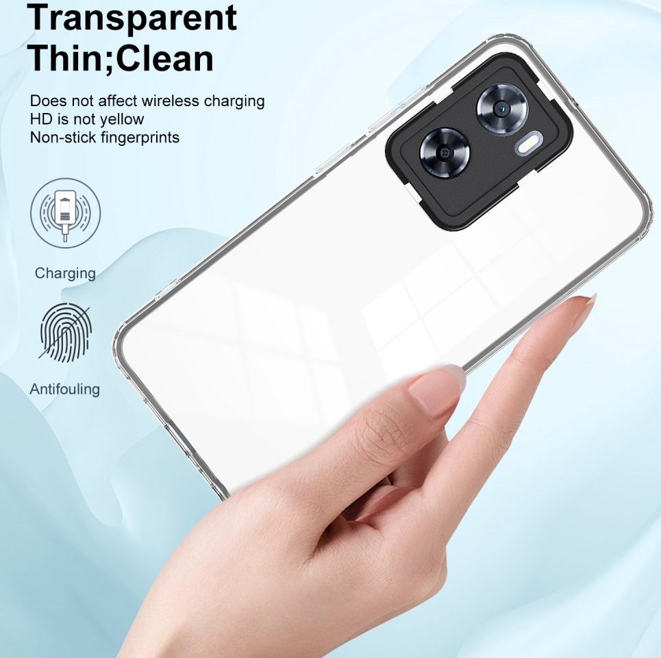 Oppo A57/A57s/A77 Hoesje Schokbestendig Back Cover Transparant Zwart afbeelding 5