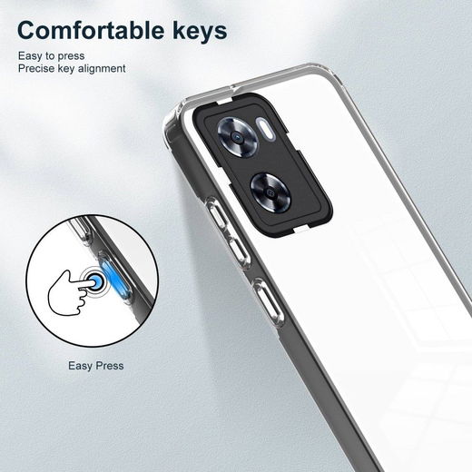 Oppo A57/A57s/A77 Hoesje Schokbestendig Back Cover Transparant Zwart afbeelding 7