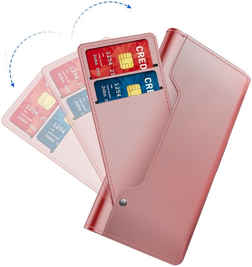 Samsung Galaxy A52 / A52S Hoesje met Kaarthouder en Spiegel Roze Goud afbeelding 2