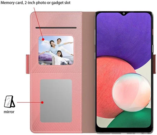 Samsung Galaxy A52 / A52S Hoesje met Kaarthouder en Spiegel Roze Goud afbeelding 3