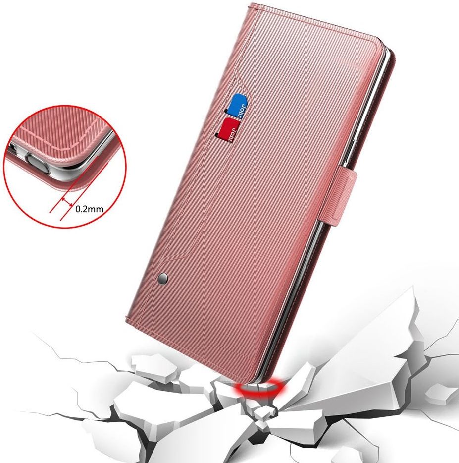 Samsung Galaxy A52 / A52S Hoesje met Kaarthouder en Spiegel Roze Goud afbeelding 6