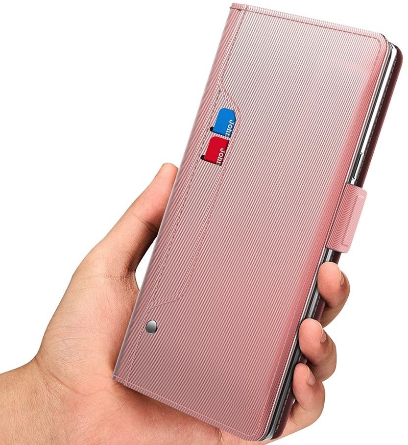 Samsung Galaxy A52 / A52S Hoesje met Kaarthouder en Spiegel Roze Goud afbeelding 8