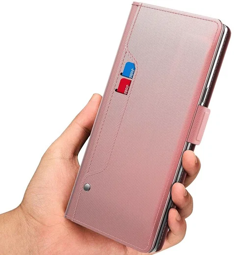 Samsung Galaxy A52 / A52S Hoesje met Kaarthouder en Spiegel Roze Goud afbeelding 8