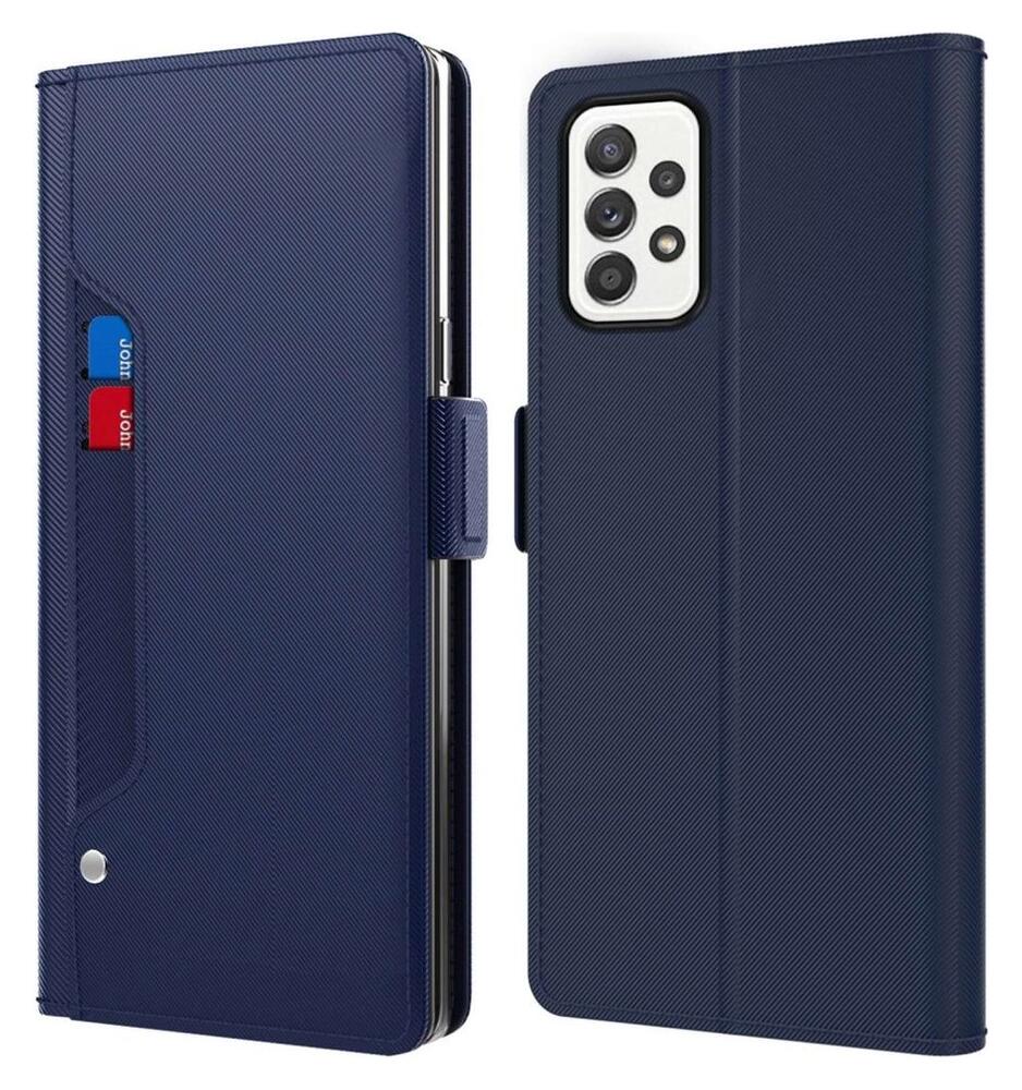 Samsung Galaxy A52 / A52S Hoesje met Kaarthouder en Spiegel Blauw afbeelding 3