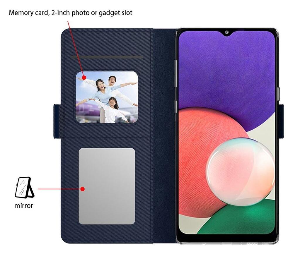 Samsung Galaxy A52 / A52S Hoesje met Kaarthouder en Spiegel Blauw afbeelding 4