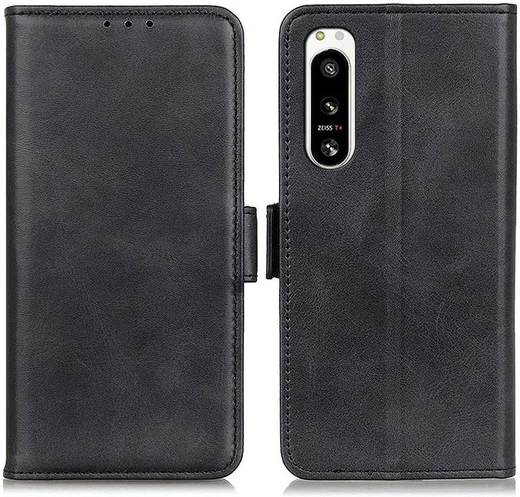 Sony Xperia 5 IV Hoesje Vintage Wallet Book Case Zwart afbeelding 4
