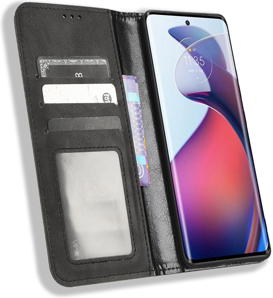 Motorola Edge 30 Fusion Hoesje Wallet Book Case Kunstleer Zwart afbeelding 1