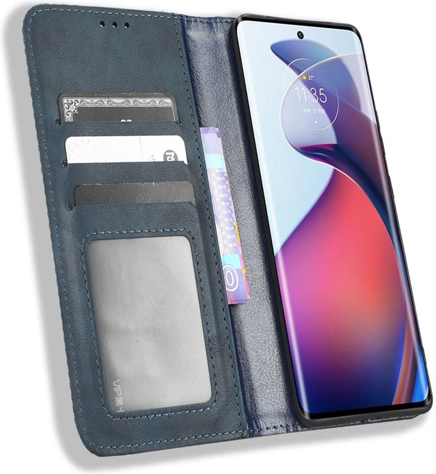 Motorola Edge 30 Fusion Hoesje Wallet Book Case Kunstleer Blauw afbeelding 1