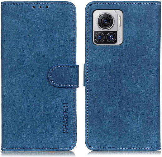 KHAZNEH Motorola Edge 30 Ultra Hoesje Retro Wallet Book Case Blauw afbeelding 2