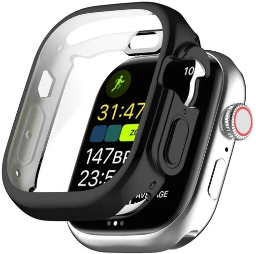 Apple Watch Ultra 3/2/1 Hoesje TPU - Ingebouwde Screen Protector - Zwart afbeelding 1