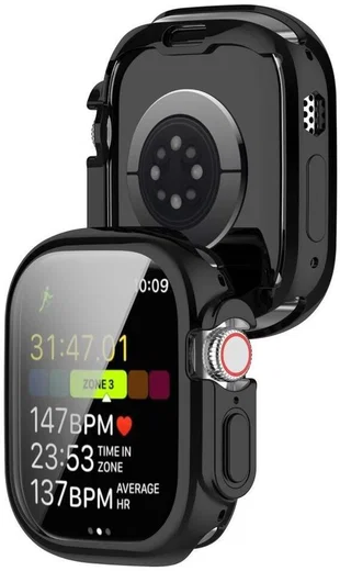 Apple Watch Ultra 3/2/1 Hoesje TPU - Ingebouwde Screen Protector - Zwart afbeelding 2