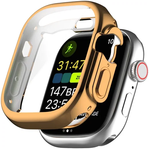 Apple Watch Ultra 3/2/1 Hoesje TPU - Ingebouwde Screen Protector - Roze Goud afbeelding 1