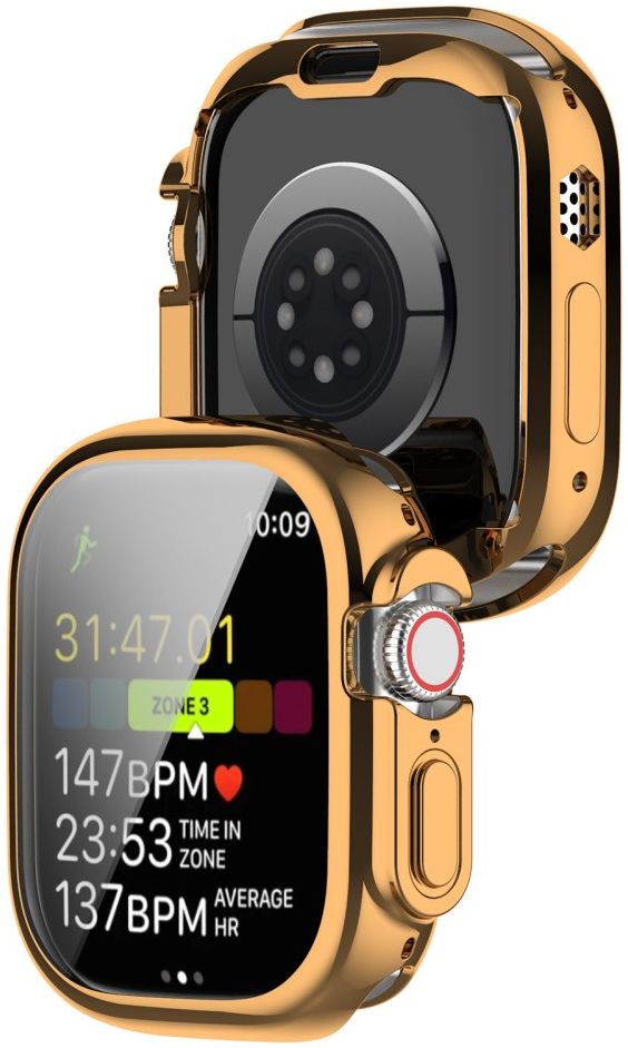 Apple Watch Ultra 3/2/1 Hoesje TPU - Ingebouwde Screen Protector - Roze Goud afbeelding 2