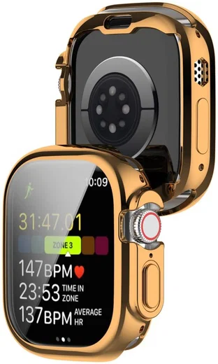 Apple Watch Ultra 3/2/1 Hoesje TPU - Ingebouwde Screen Protector - Roze Goud afbeelding 2