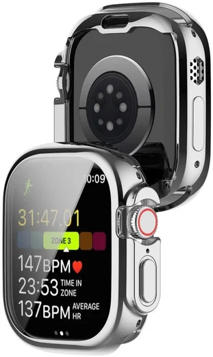 Apple Watch Ultra 3/2/1 Hoesje TPU - Ingebouwde Screen Protector - Zilver afbeelding 2