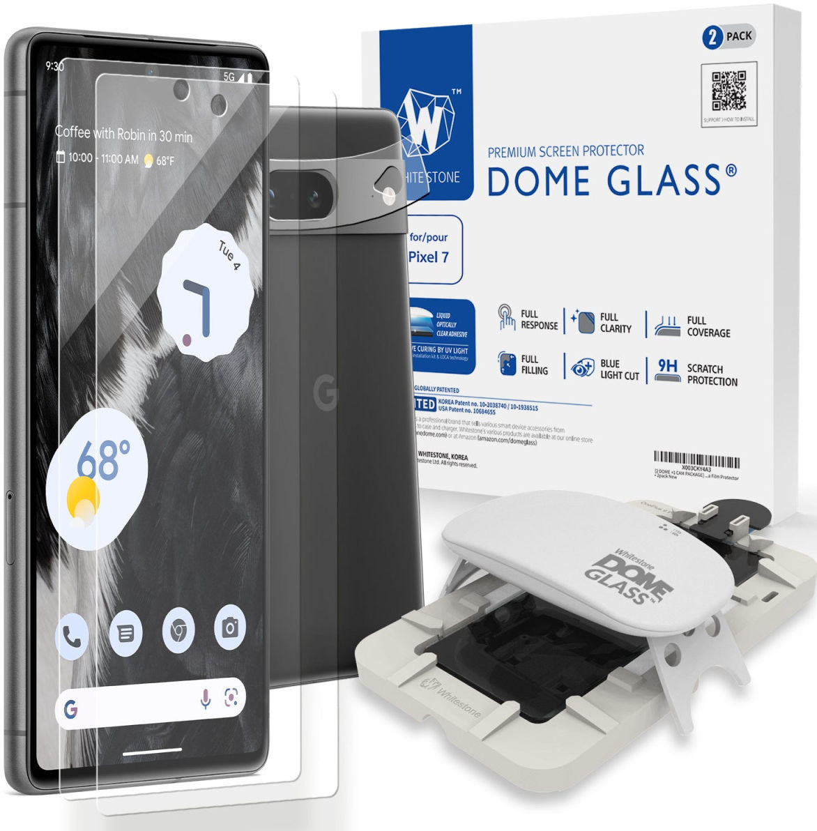 Whitestone Dome Glass Google Pixel 7 Screen Protector 2-Pack afbeelding 1