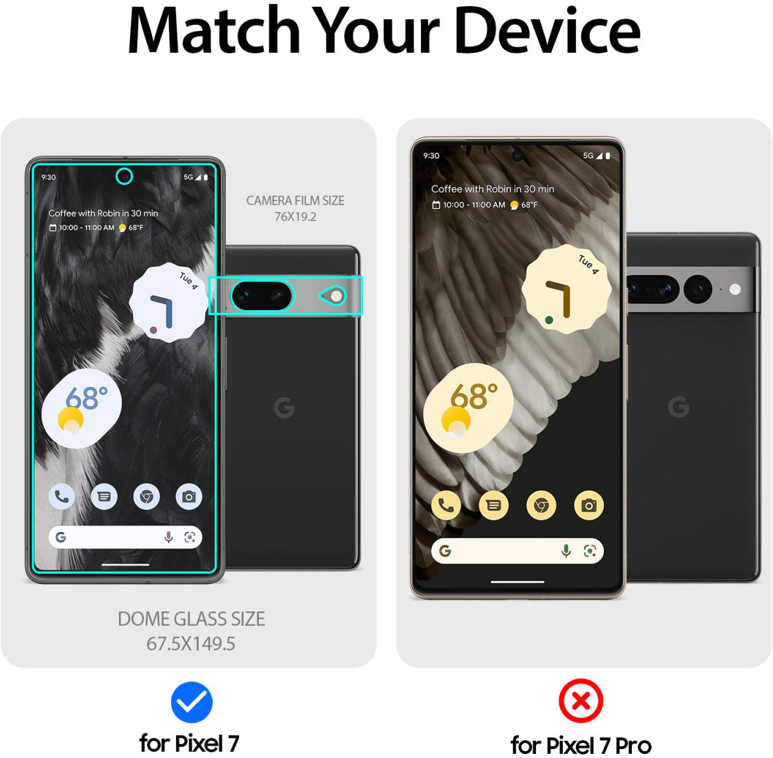 Whitestone Dome Glass Google Pixel 7 Screen Protector 2-Pack afbeelding 6