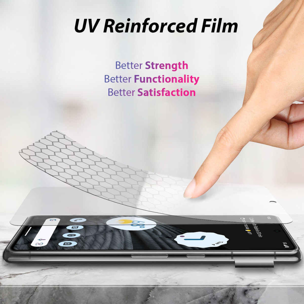 Whitestone Dome Glass Google Pixel 7 Pro Screen Protector 2-Pack afbeelding 4