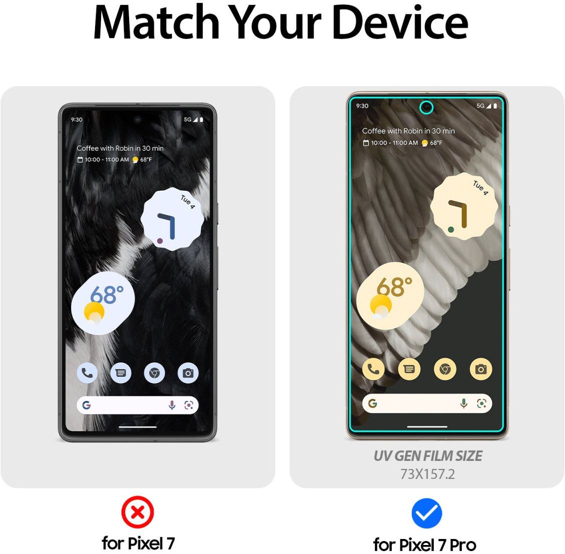 Whitestone Dome Glass Google Pixel 7 Pro Screen Protector 2-Pack afbeelding 6