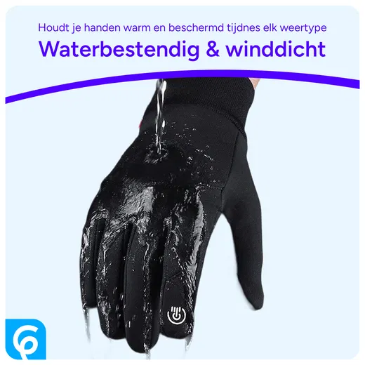 Winter Handschoenen Touchscreen Winddicht en Waterproof Zwart - Maat L afbeelding 6