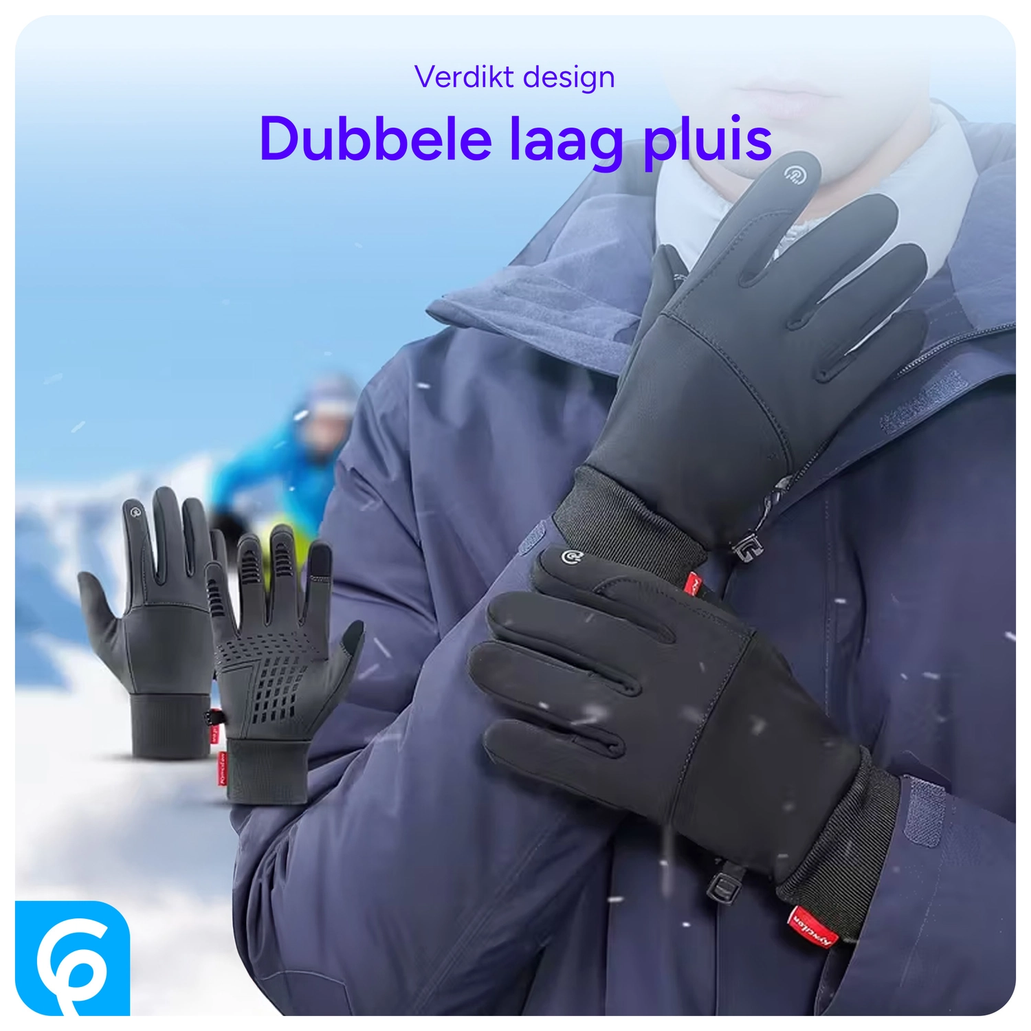 Winter Handschoenen Touchscreen Winddicht en Waterproof Zwart - Maat L afbeelding 4