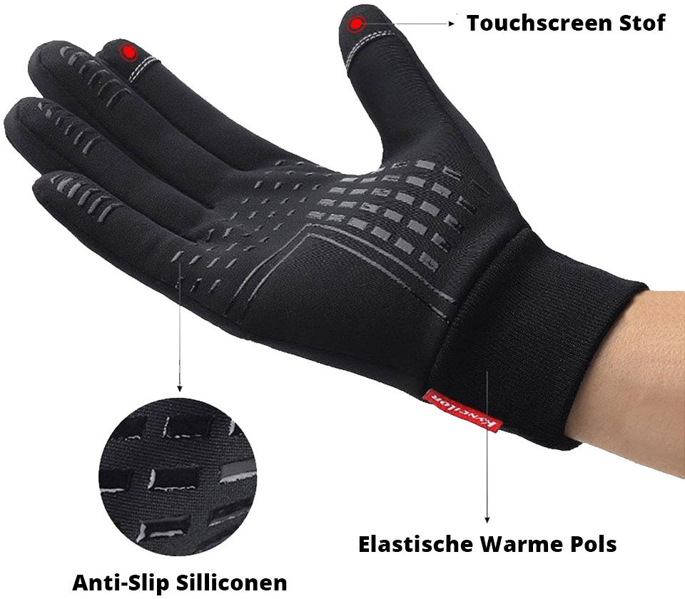 Winter Handschoenen Touchscreen Winddicht en Waterproof Zwart Maat XL afbeelding 5