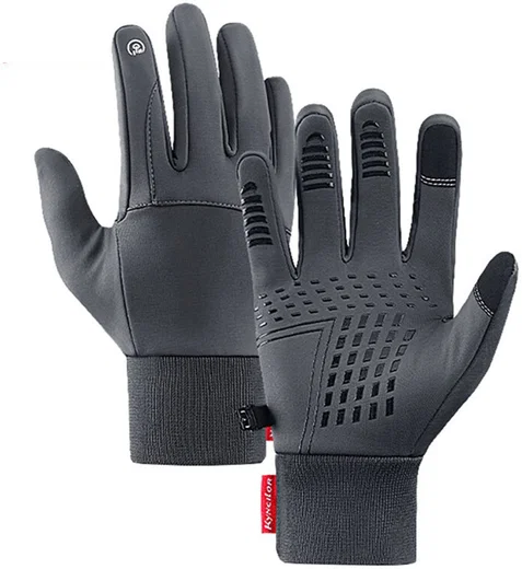 Winter Handschoenen Touchscreen Winddicht en Waterproof Grijs - Maat M afbeelding 1