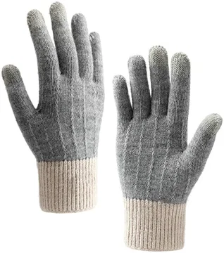 Gebreide Touchscreen Handschoenen Windproof Grijs - Maat S