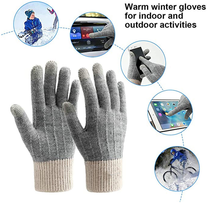Gebreide Touchscreen Handschoenen Windproof Grijs - Maat S afbeelding 3