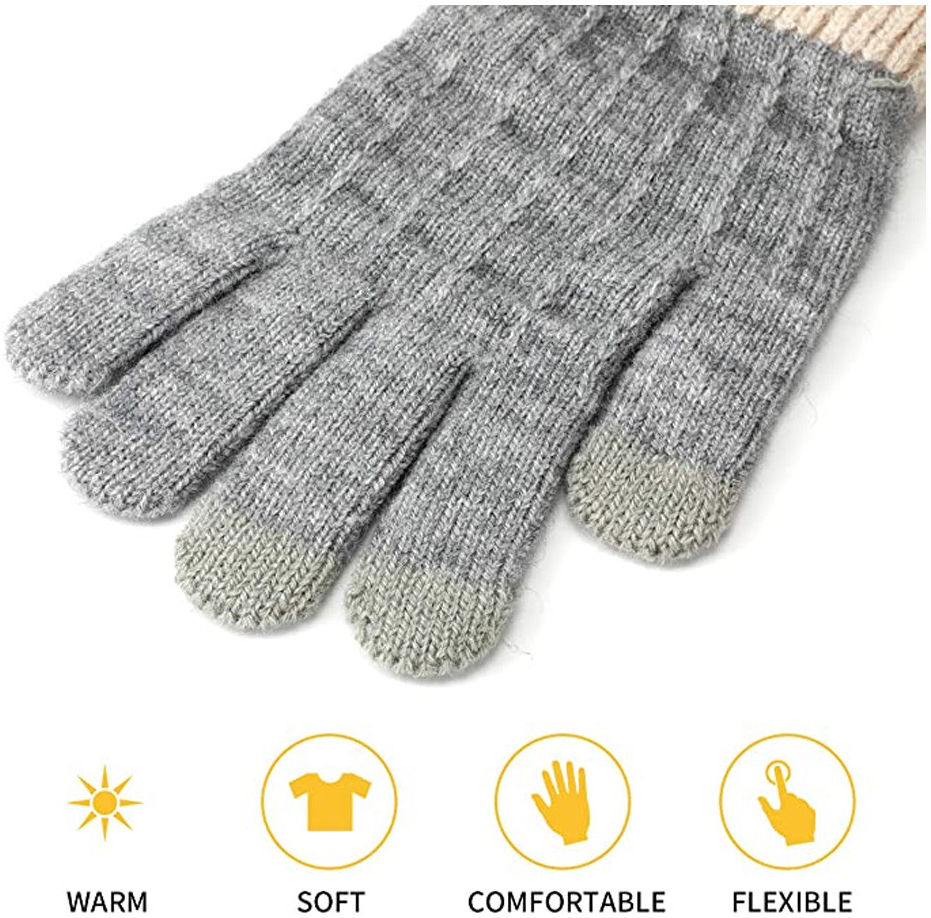 Gebreide Touchscreen Handschoenen Windproof Grijs - Maat S afbeelding 6