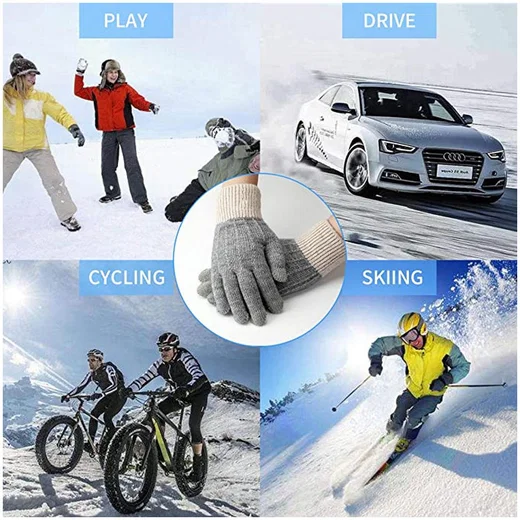 Gebreide Touchscreen Handschoenen Windproof Grijs - Maat S afbeelding 5