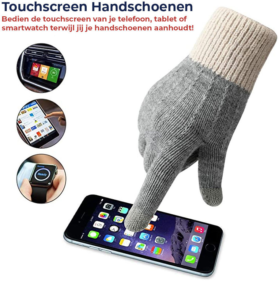 Gebreide Touchscreen Handschoenen Windproof Grijs - Maat S afbeelding 2