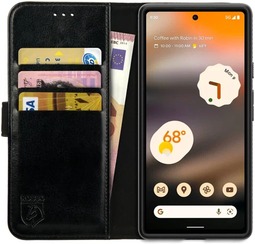 Rosso Element Google Pixel 6a Hoesje Book Cover Wallet Zwart afbeelding 1