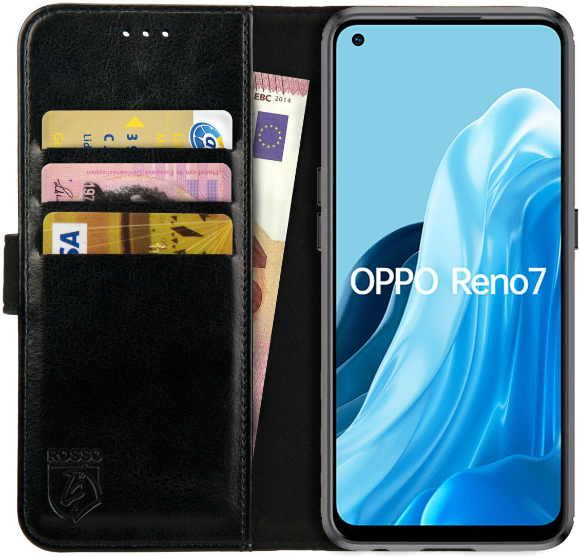 Rosso Element Oppo Reno 7 Hoesje Book Cover Wallet Zwart afbeelding 1