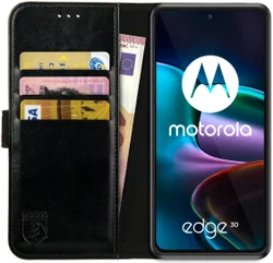 Rosso Element Motorola Edge 30 Hoesje Book Cover Wallet Zwart afbeelding