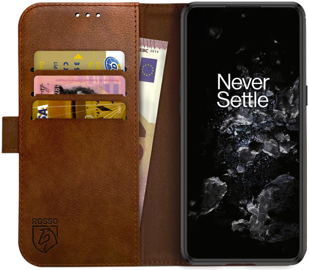 Rosso Element OnePlus 10T Hoesje Book Cover Wallet Bruin afbeelding 1