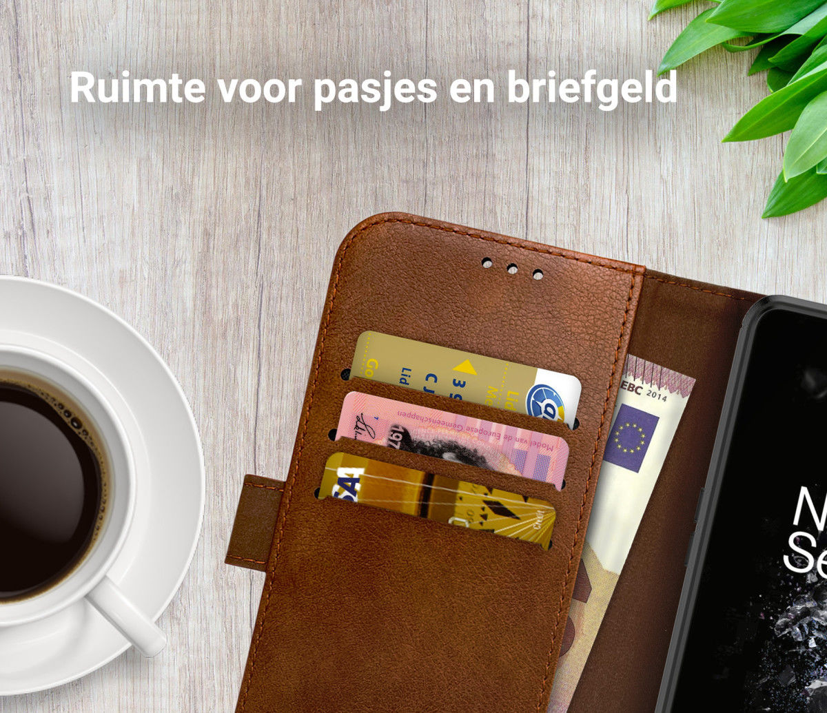 Rosso Element OnePlus 10T Hoesje Book Cover Wallet Bruin afbeelding 5