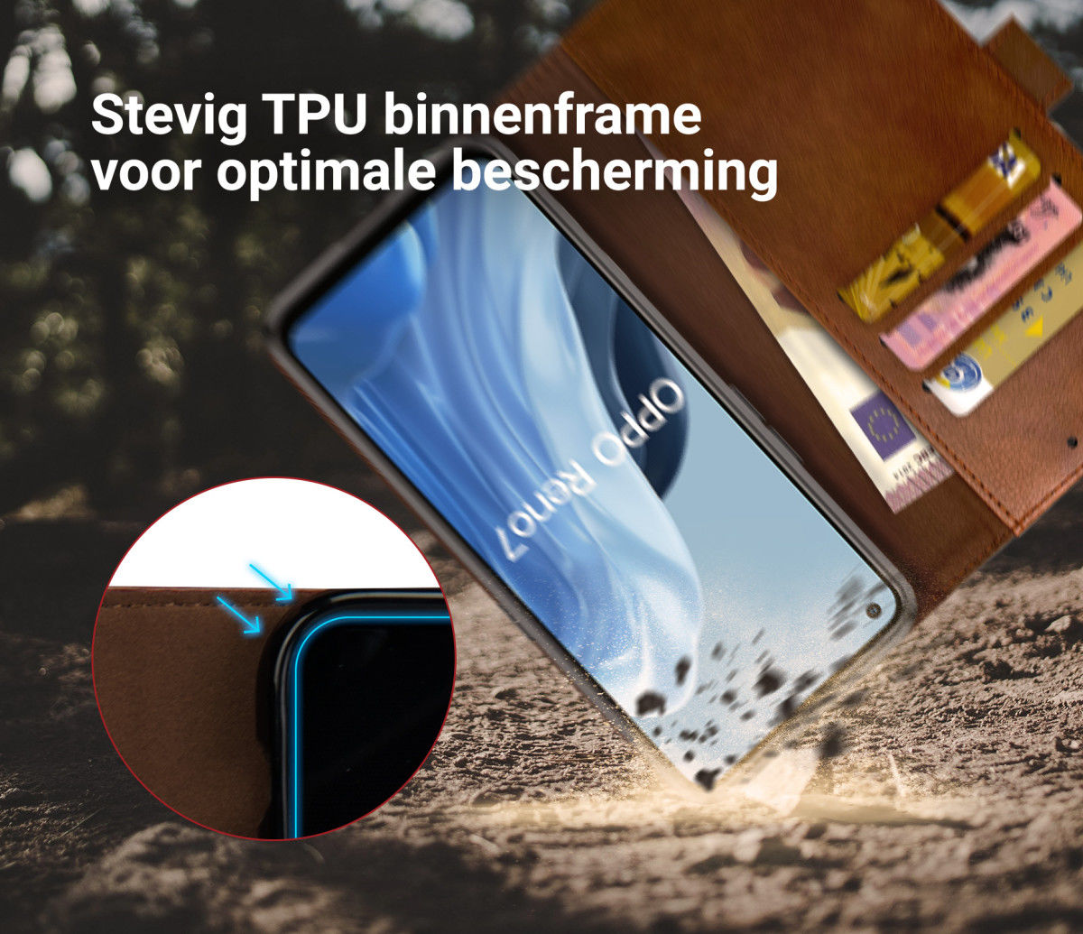 Rosso Element Oppo Reno 7 Hoesje Book Cover Wallet Bruin afbeelding 4