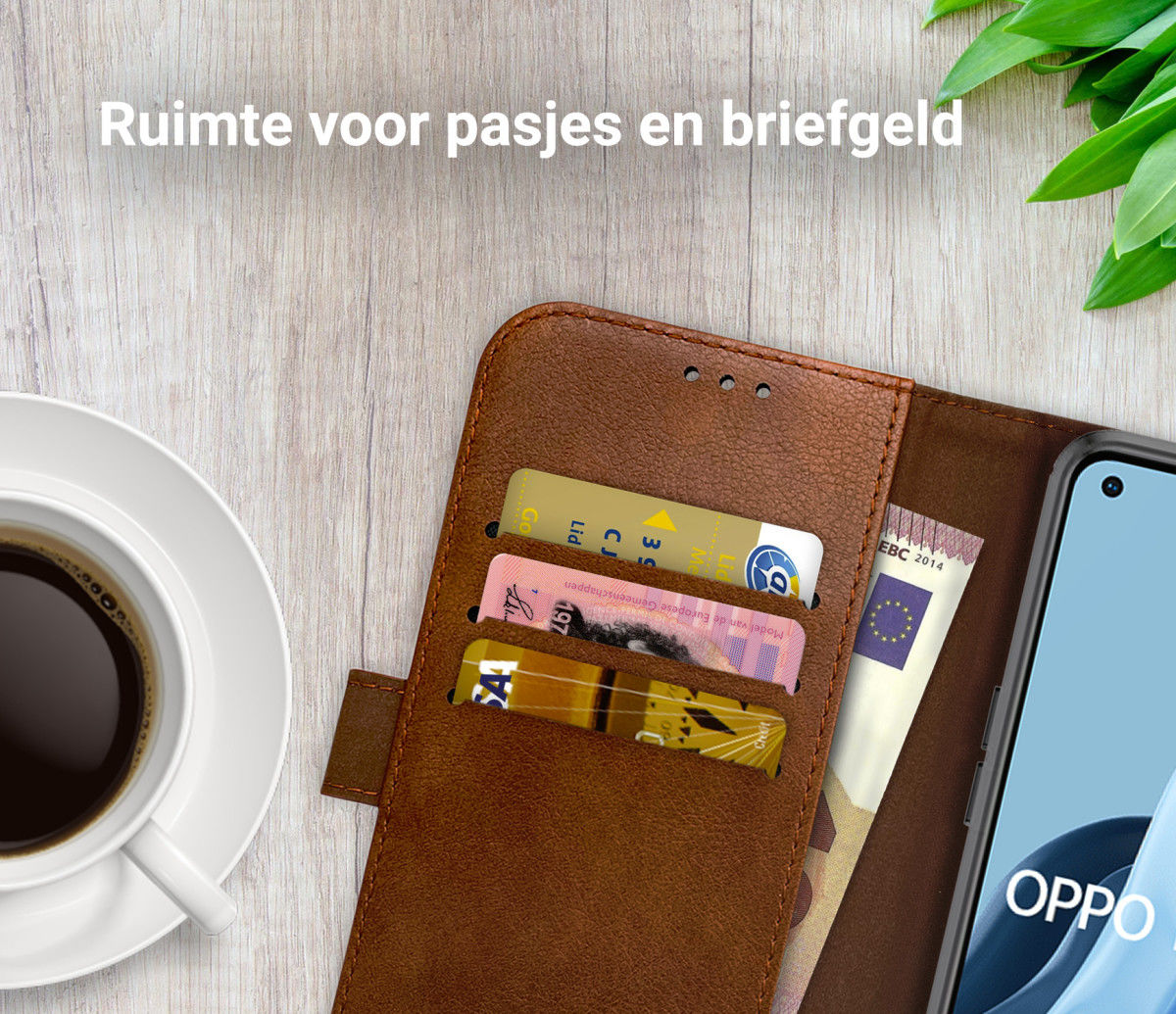 Rosso Element Oppo Reno 7 Hoesje Book Cover Wallet Bruin afbeelding 5