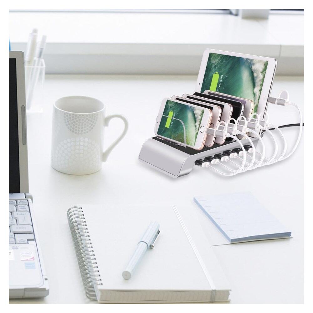 Universeel Oplaad Station 6 Poort USB Oplader 50W Zwart afbeelding 8