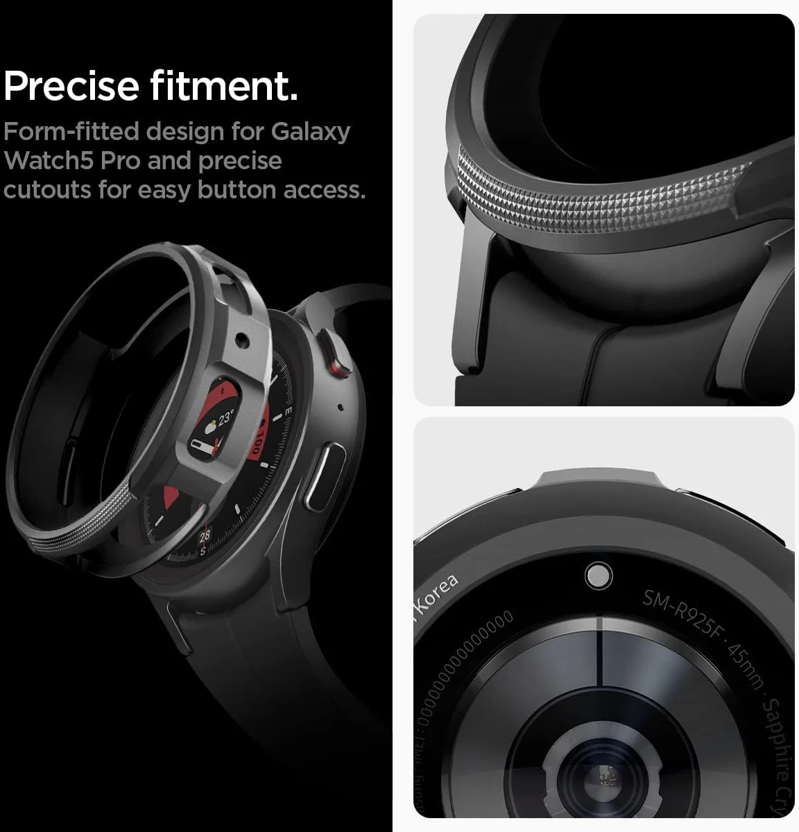 Spigen Liquid Air - Samsung Galaxy Watch 5 Pro Hoesje - Zwart afbeelding 5