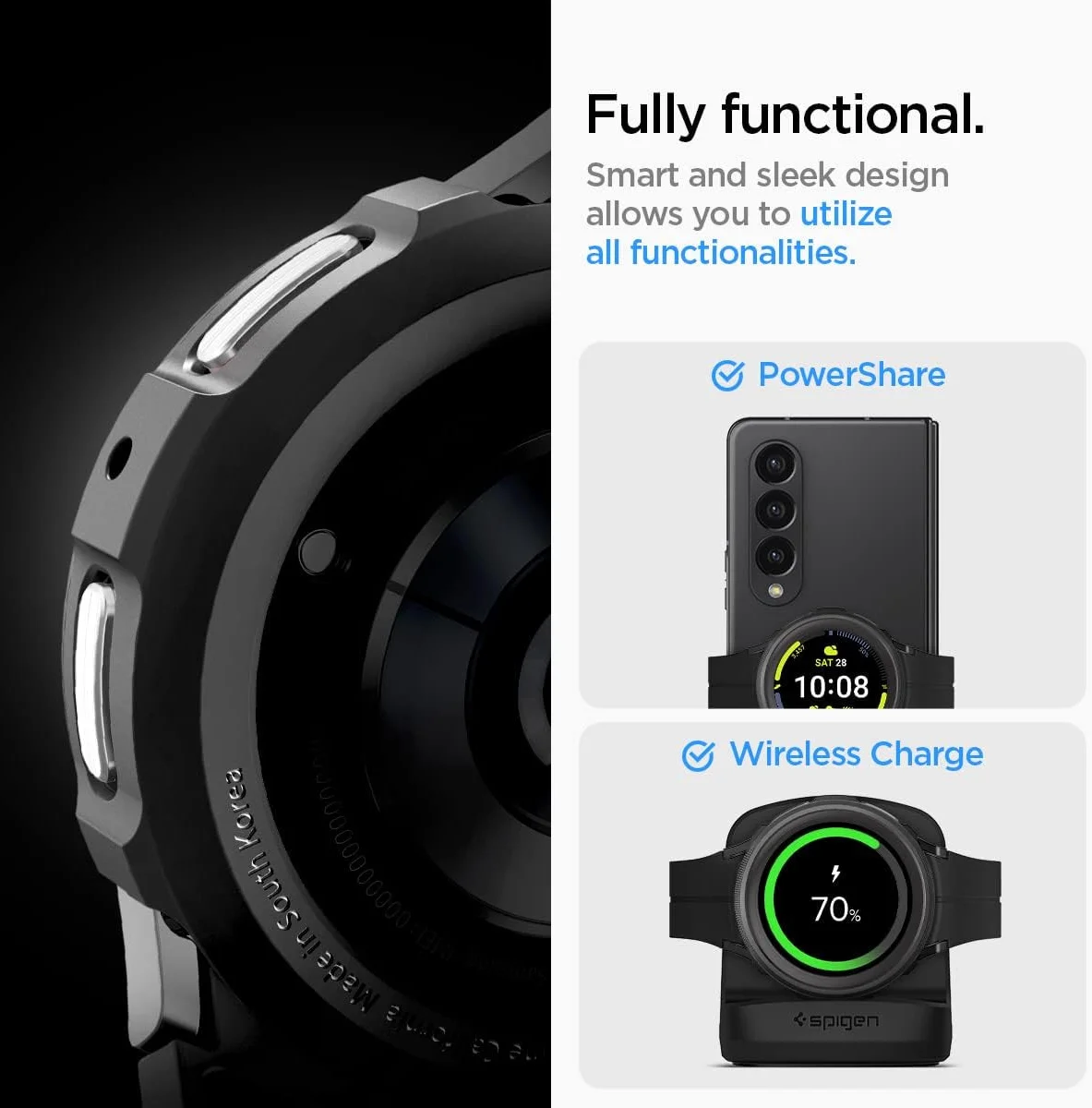 Spigen Liquid Air - Samsung Galaxy Watch 5 Pro Hoesje - Zwart afbeelding 6