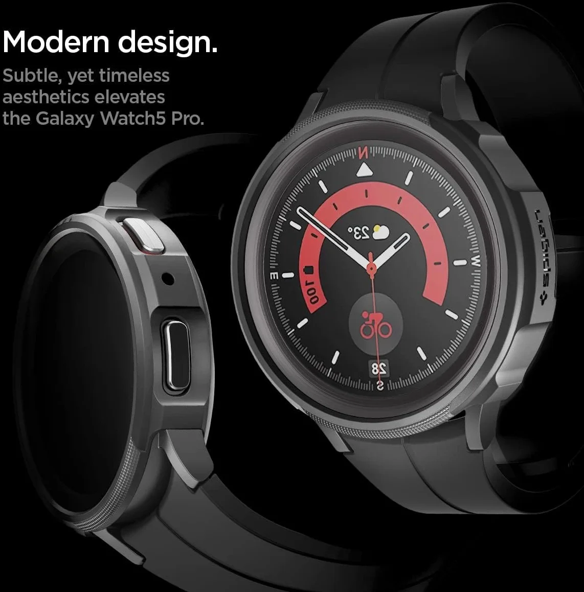 Spigen Liquid Air - Samsung Galaxy Watch 5 Pro Hoesje - Zwart afbeelding 8