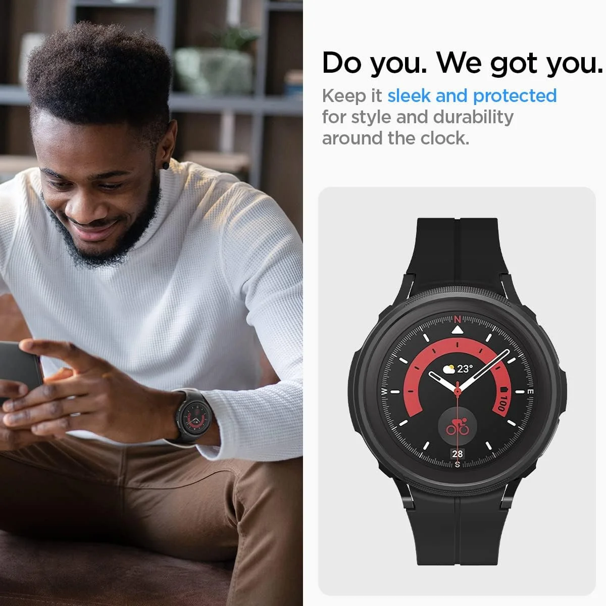 Spigen Liquid Air - Samsung Galaxy Watch 5 Pro Hoesje - Zwart afbeelding 9