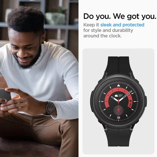 Spigen Liquid Air - Samsung Galaxy Watch 5 Pro Hoesje - Zwart afbeelding 9
