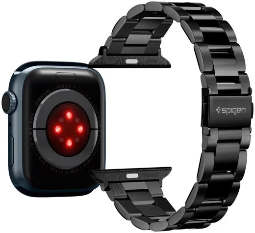 Spigen Modern Fit Apple Watch Bandje - 1-10/SE - 42/41/40/38MM - RVS - Zwart afbeelding 3