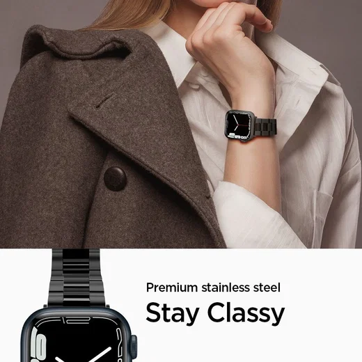 Spigen Modern Fit Apple Watch Bandje - 1-10/SE - 42/41/40/38MM - RVS - Zwart afbeelding 4